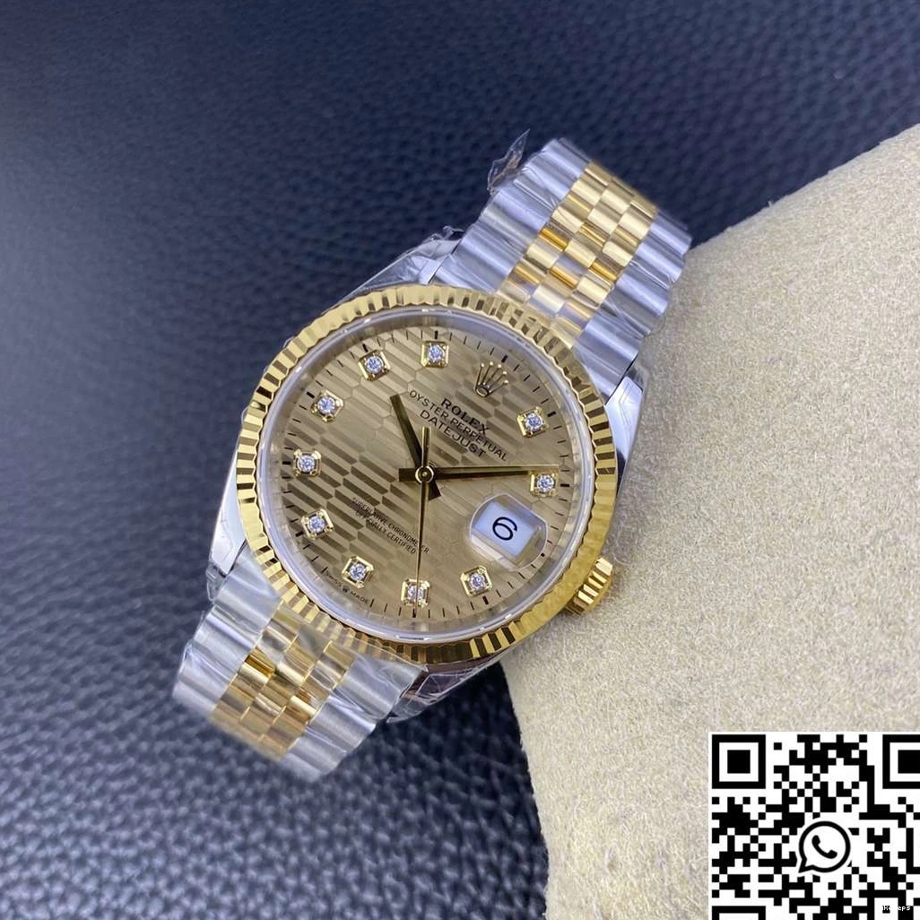 Two Dial Motif M126233 Silver ComfortFit VS Tone Factory Hourmarker Diamond 665 Datejust Rolex 36MM 0821